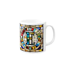 alphabet stained glassのstained glass E Mug :right side of the handle