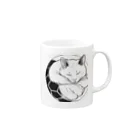 どうぶつやのサッカーボールと猫 Mug :right side of the handle