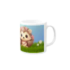 Vasetti_pressの草の中に座っているハリネズミ Mug :right side of the handle