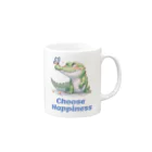 ワニ部（crocodile club)の蝶とワニさん Mug :right side of the handle