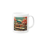 日本の風景 COOL JAPANの日本の風景:街中走る路面電車、Japanese senery: Tram running in the city Mug :right side of the handle