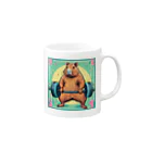 カピパーラ🐻のバーベルをしてるカピバラ♪ Mug :right side of the handle