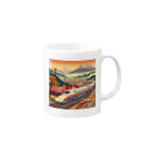 日本の風景 COOL JAPANの日本の風景:田園地帯を駆け抜ける新幹線、Japanese scenery: Shinkansen running through the countryside Mug :right side of the handle