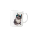 AQUAMETAVERSEのサングラスをかけた、かわいいネコ Marsa 106 Mug :right side of the handle