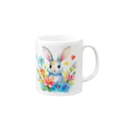 うさぎやの花に囲まれたうさぎ2 Mug :right side of the handle