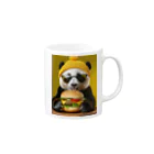 Colorful Canvasのハンバーガーを食べるパンダ Mug :right side of the handle