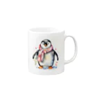 hakumenhonの春を迎えるペンギン Mug :right side of the handle