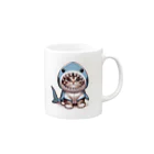 IloveCatのサメのフードを被った愛くるしい子猫 Mug :right side of the handle