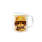 AQUAMETAVERSEの帽子をかぶった可愛い子猫 Marsa マグカップの取っ手の右面