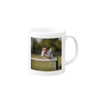 jackrussellvibes___のハードルをジャンプしているジャックラッセルテリア Mug :right side of the handle