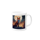 ブルーレイの月の光に輝く夜の狐 Mug :right side of the handle