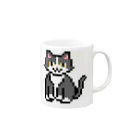 モチクマのハチワレ猫のドット絵 Mug :right side of the handle