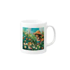 AQUAMETAVERSEのお花畑に囲まれる猫ちゃんと私 アメジスト 2846 Mug :right side of the handle