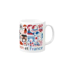 動物たちの日常のJapon et France Mug :right side of the handle