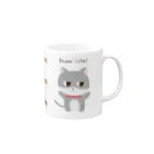 はちわれネコのポーカーフェイスのポーカーフェイスとビスケット Mug :right side of the handle