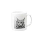 でんちゃんの鉛筆画の猫ちゃん Mug :right side of the handle