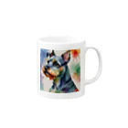 LGBTQ-のミニチュアシュナウザー　レインボー柄 Mug :right side of the handle