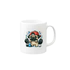 鼻ぺちゃ犬と和猫の筋トレ パグ Mug :right side of the handle