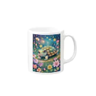 モノモノクローゼットの花とカメ Mug :right side of the handle