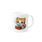 子猫カーニバルの子猫のお弁当タイム Mug :right side of the handle