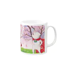 chirosukemaronの花見を楽しむ子犬マン（…と怪盗黒猫） Mug :right side of the handle