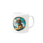 Surfing Dogの波乗りトイプードル Mug :right side of the handle