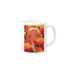 AQUAMETAVERSEのダリアの花の中の笑顔　なでしこ1478 マグカップの取っ手の右面