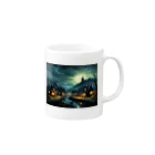 studio eizoの夜に輝く美しい村の光景 Mug :right side of the handle