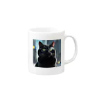 mknの貫禄のあるくろ猫 Mug :right side of the handle