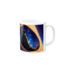 猫との風景の風景_星空と猫002 Mug :right side of the handle