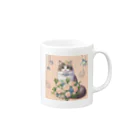 Y m @Y's shopの猫と薔薇　パールver. Mug :right side of the handle