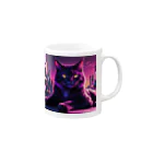 S Uの夜の静けさを満喫する猫 Mug :right side of the handle