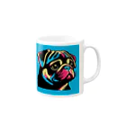 黒パグ🖤Black Pug laboratory🖤のBlue Pug series Mug :right side of the handle