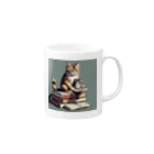 三毛猫shopの本を読む猫 Mug :right side of the handle