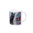 シエル🌈＠虹と花と動物の薔薇と黒猫🌹🐈‍⬛ Mug :right side of the handle