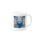 黒猫ファブリックのSky cats relax on a carpet of clouds Mug :right side of the handle