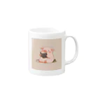 ganeshaのかわいいブタが本を読んでいる Mug :right side of the handle