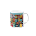 piasのオリジナルグッズアイテム通販のカラフルな家並み Mug :right side of the handle