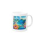 日本の風景 COOL JAPANの日本の風景:沖縄の海でゆんたく、Japanese scenery: Relaxing on the sea in Okinawa  Mug :right side of the handle