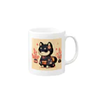 yaata2020517の着物着る黒柴ちゃん Mug :right side of the handle