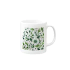 アミュペンの数学的で洗練されたデザインの白と緑の花 Mug :right side of the handle