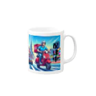 kok&foreverのスクーター配達員のイラスト Mug :right side of the handle