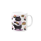 なまけものとみんなの太っちょ黒猫パティシエ Mug :right side of the handle