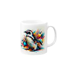 hoshi-monodakeのカラフルアート ペンギン Mug :right side of the handle