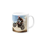 Bikers' Galleryのモトクロス ジャンプシーン アート オフロード バイク Mug :right side of the handle