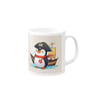 ganeshaのおもちゃの海賊船に乗ったかわいいペンギン Mug :right side of the handle