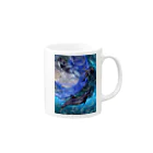 地上の楽園のイルカと宇宙 Mug :right side of the handle