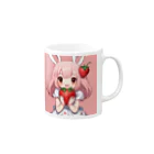 うさぎウサギのいちご大好き、うさみみチャコちゃん Mug :right side of the handle