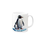 アニマルアートのペンギンの親子 Mug :right side of the handle