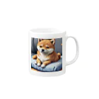 oricoricoのクッションの上でくつろぐ柴犬 Mug :right side of the handle